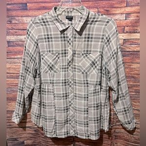 Torrid Pink & Grey plaid Challis Button Down Shirt